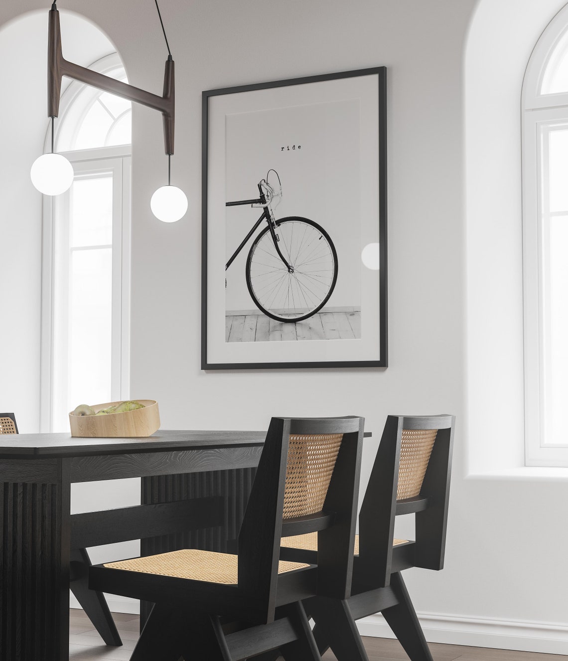 Ride Bicycle Black and White Minimalist Cycling Photo Poster - Image 4