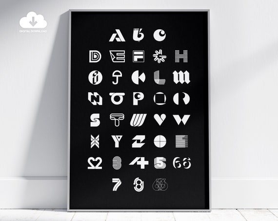 Typeface Poster Logo Book Alphabet Art Typography Wall Art Graphic Designer Gifts Gifts Poster Agency Wall Art Office Decor