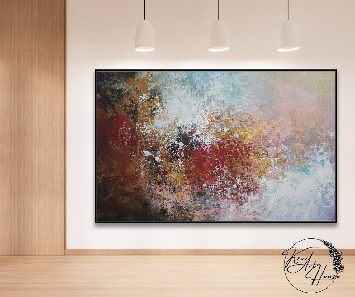 Red Gold Abstract Wall Art Print, Modern Decor - Image 2