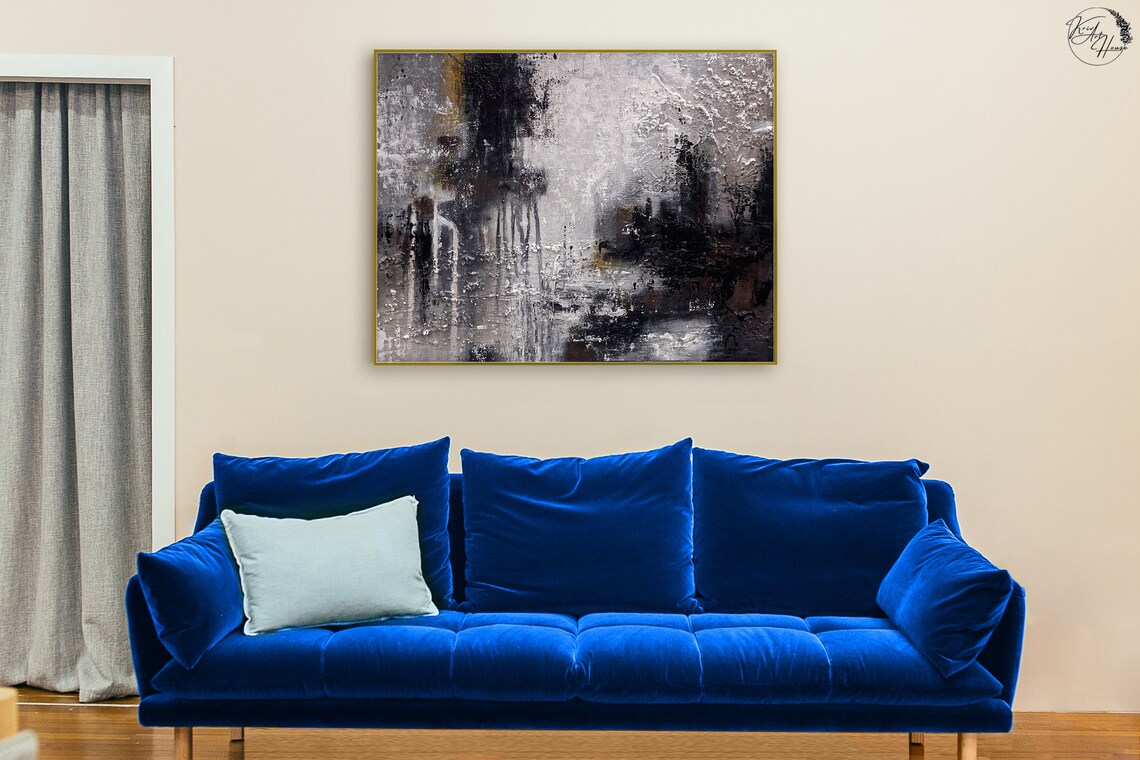 Grey Black Abstract Art Print, Neutral Modern Wall Art - Image 4