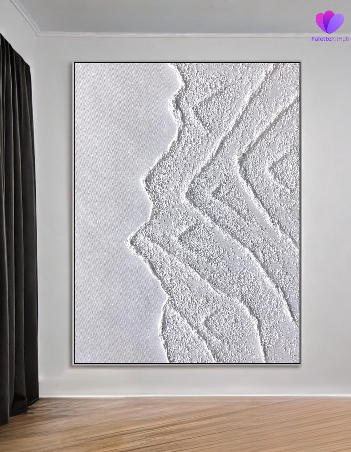 White Mountain Peaks 3D Textured Relief Modern Minimalist Poster - Image 3