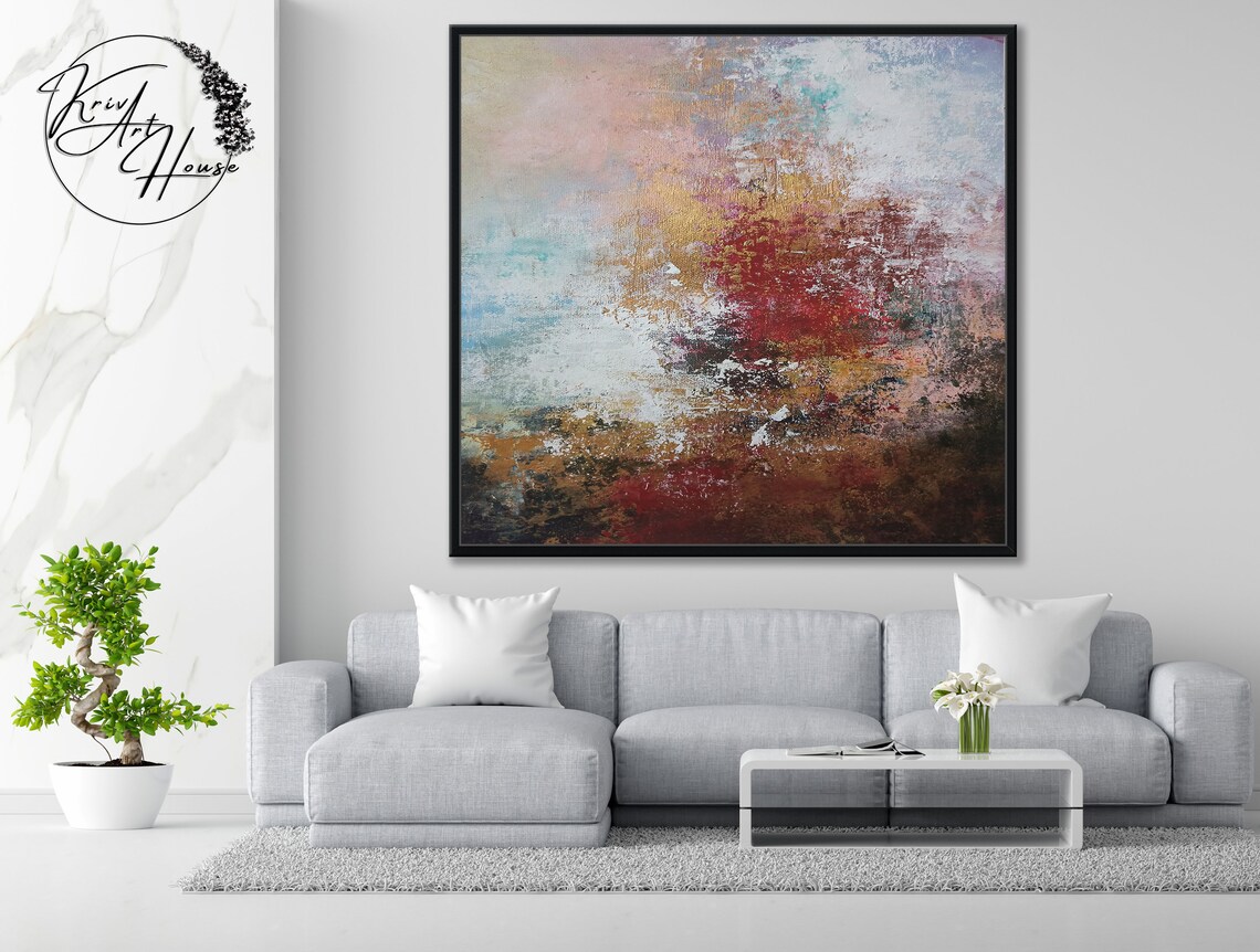 Red Gold Abstract Wall Art Print, Modern Decor - Image 4
