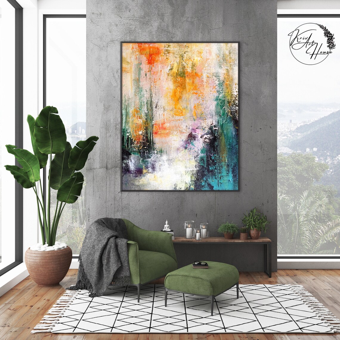 Colourful Acrylic Abstract Painting, Wall Art Print - Image 2
