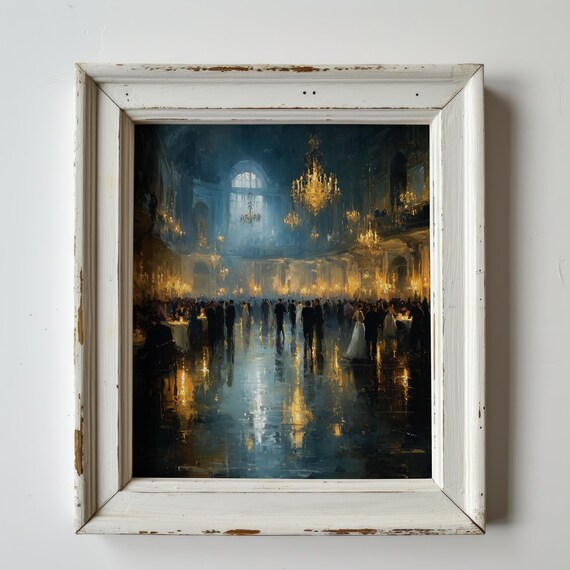 Baroque Haunted Ballroom Art Vintage Gothic Decor Candlelit Scene Halloween Ambiance Spooky Fall Wall Print 226