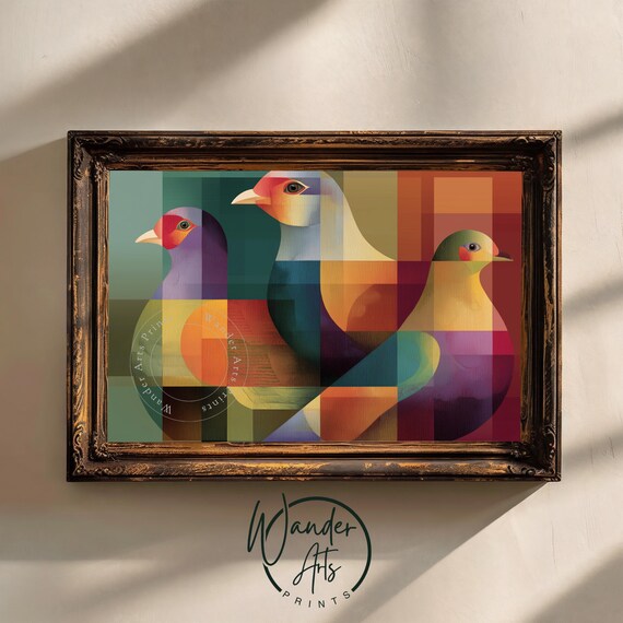 Modern Geometric Bird Art Bold Turkey Shapes Colorful Abstract Wall Contemporary Decor Print 900
