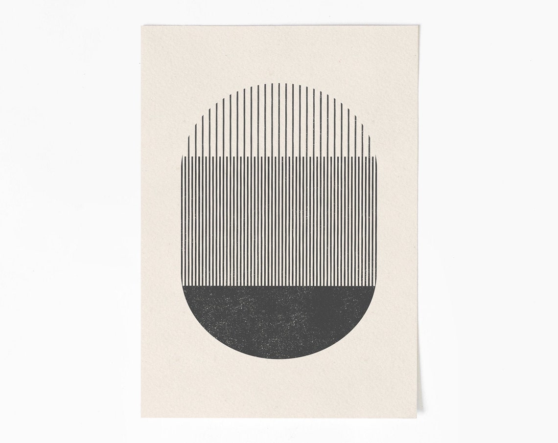 Mid Century Style Woodblock Print A Play With Geometric Forms And Lines Instantly And Print From Home - Image 2