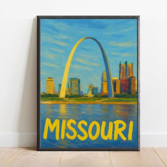 Missouri Poster Impressionist Travel Art Print Modern Wall Decor Bold Textured Brushstrokes
