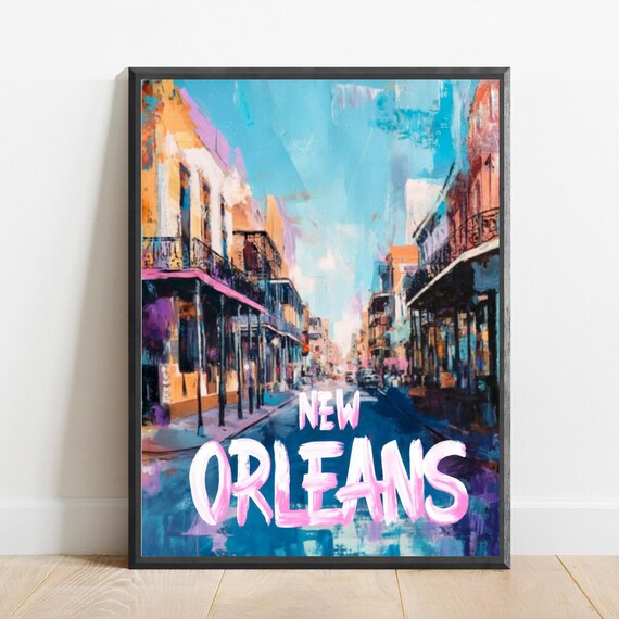 New Orleans Bourbon Street French Quarter Night Colorful Poster