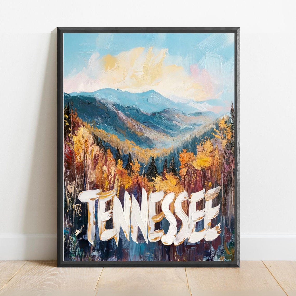 Tennessee Smoky Mountain Valley in Autumn Abstract Travel Poster