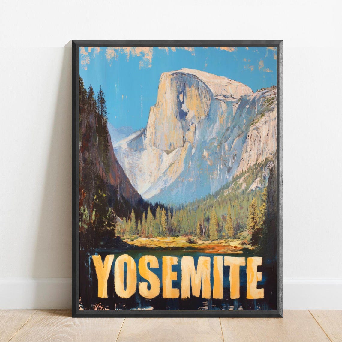 Yosemite Half Dome Granite Cliffs National Park Abstract Travel Poster