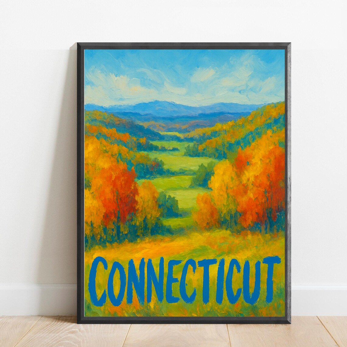 Connecticut Autumn Fall Foliage New England Impressionist Travel Poster