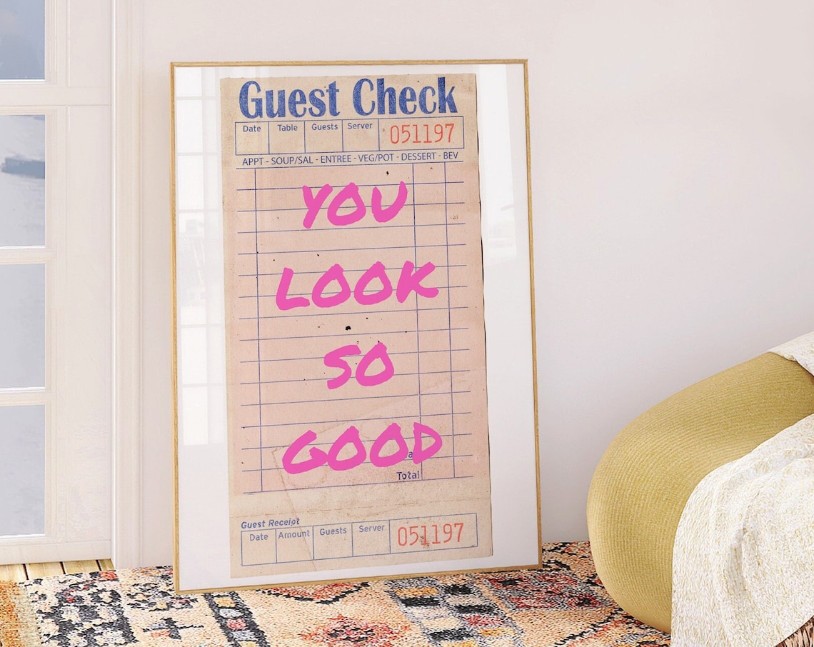 You Look So Good Guest Check Retro Poster