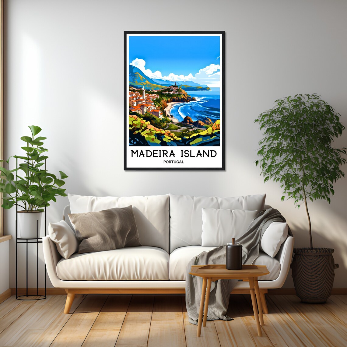 Madeira Island Portugal Coastal Cliffs Town Blue Ocean Travel Poster - Image 3
