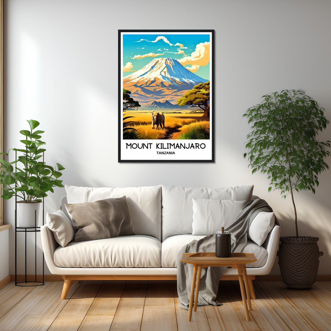 Mount Kilimanjaro Tanzania Lion Golden Savanna Travel Poster - Image 2