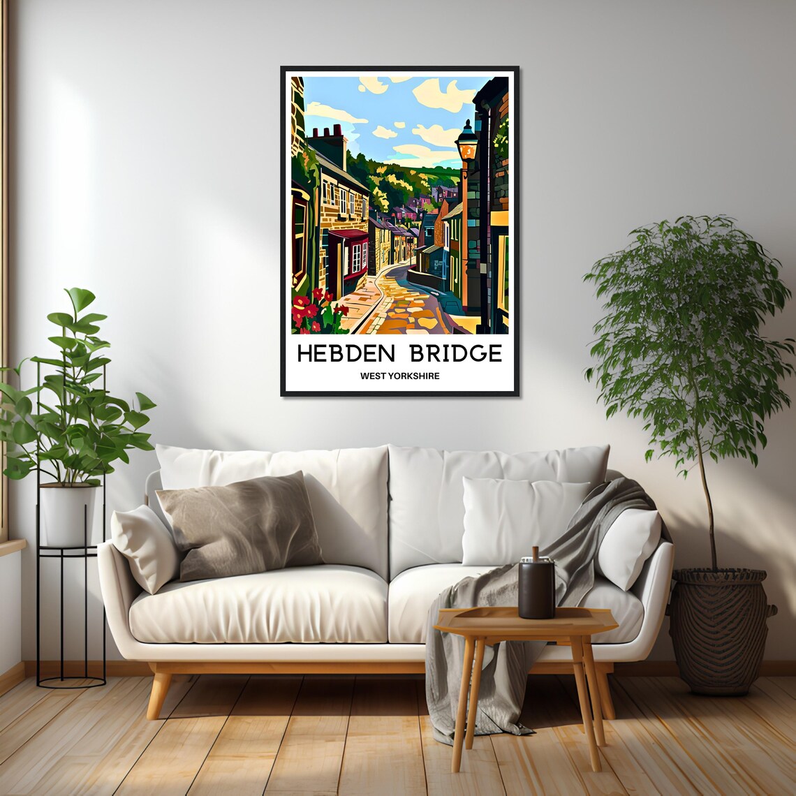 Hebden Bridge Cobblestone Street West Yorkshire Travel Poster - Image 2