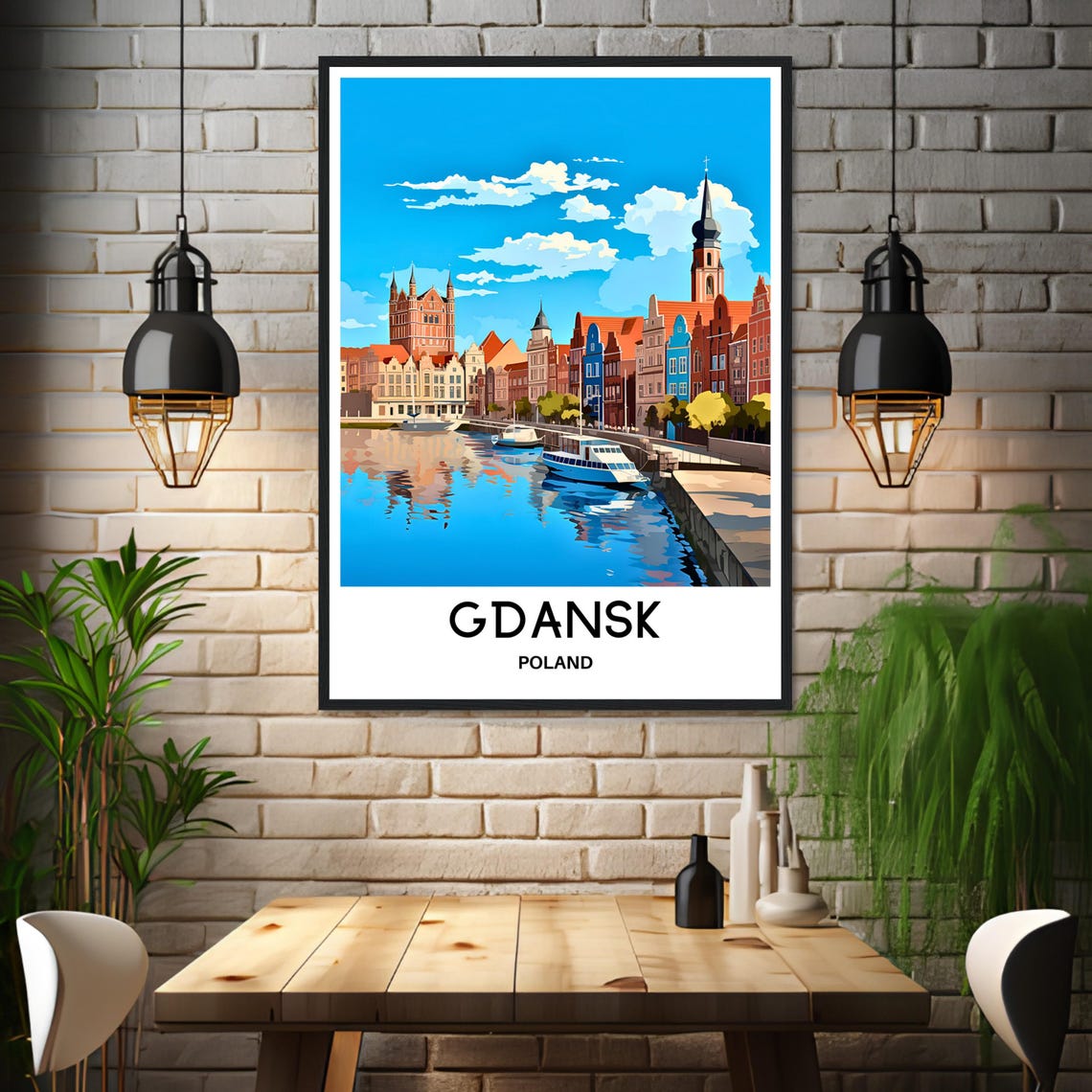 Gdansk Travel Print Gdansk Travel Poster Polish Art Print Poland Lover Gift Wall Hanging Art Home Office Desk Decor Gdansk City Illustration - Image 3