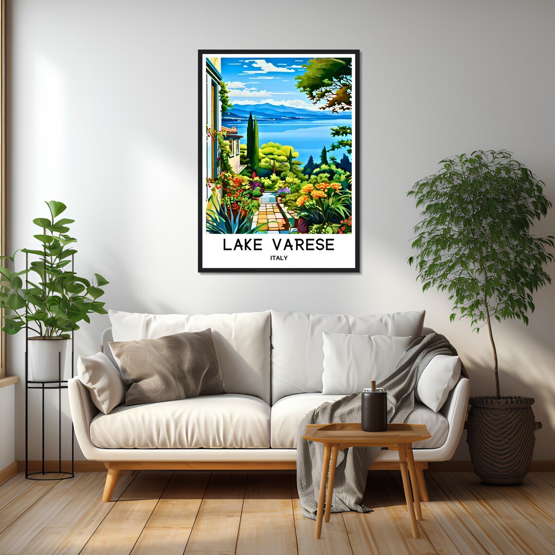 Lake Varese Italy Lakeside Garden Path Full of Flowers Poster - Image 2
