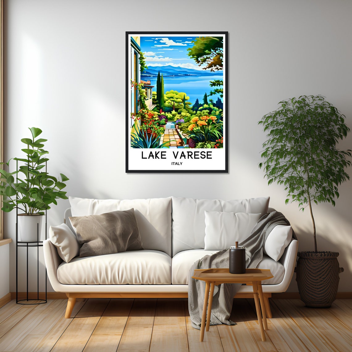 Lake Varese Travel Print Lake Varese Poster Italian Art Print Italy Lover Gift Wall Hanging Art Home Office Decor Lake Varese Illustration - Image 2