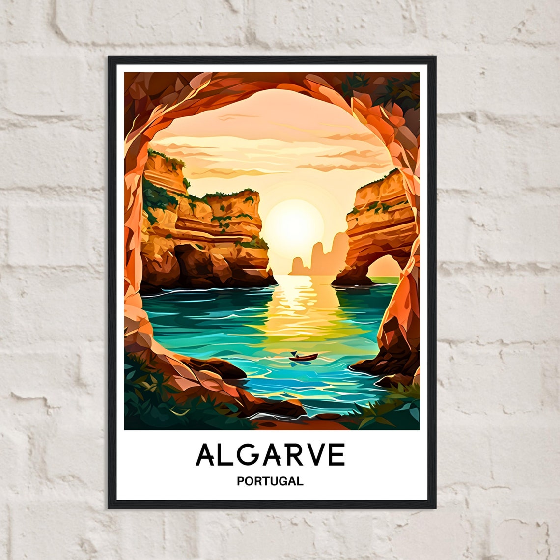 Algarve Travel Poster Algarve Travel Print Algarve Art Print Algarve Travel Gift Algarve Wall Decor Algarve Painting Algarve Portugal Art - Image 2