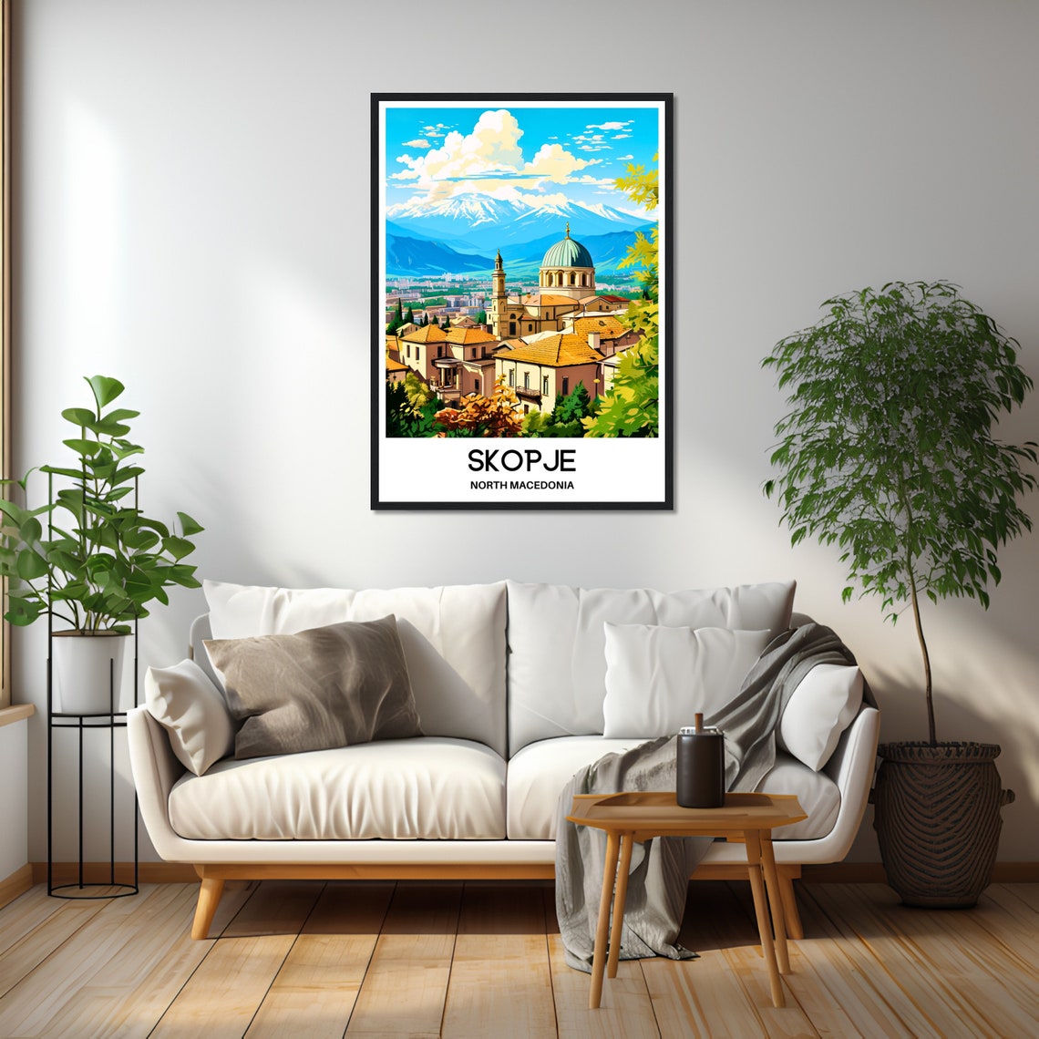 Skopje Travel Print Skopje Poster Macedonian Art Print North Macedonia Lover Gift Wall Hanging Art Home Decor Skopje City Illustration - Image 2