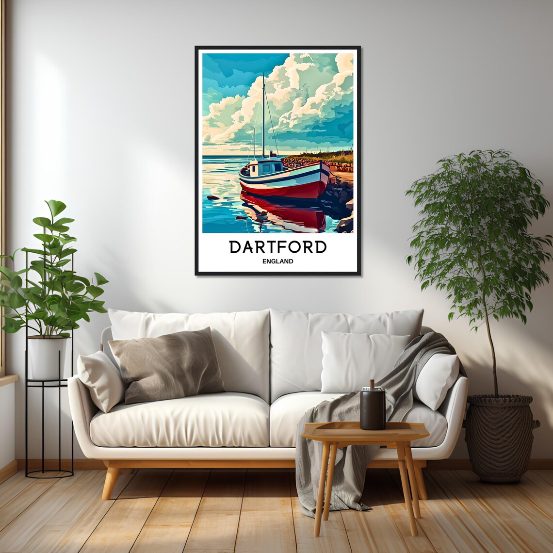 Dartford England Harbour Fishing Boat Vintage Travel Style Art Poster - Image 2