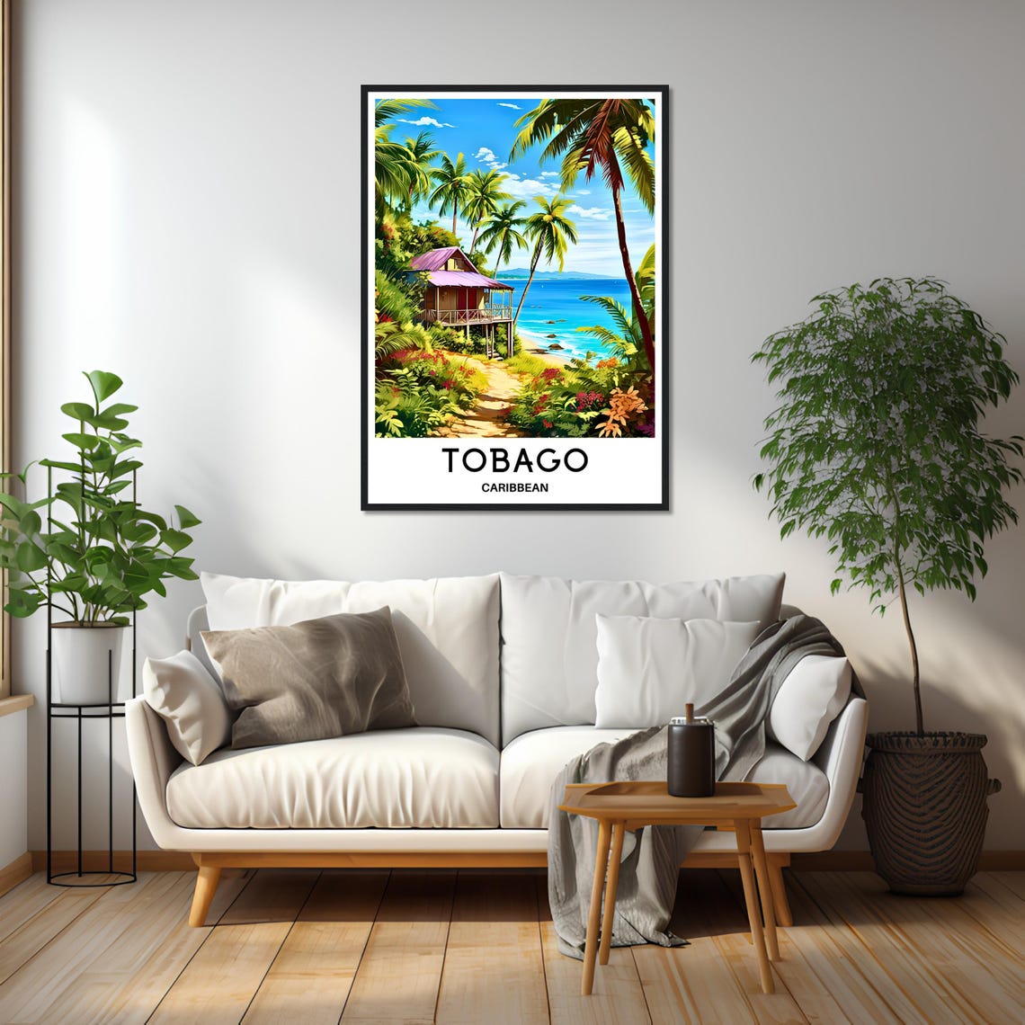 Tobago Caribbean Beach Hut Palm Trees Tropical Paradise Poster - Image 2