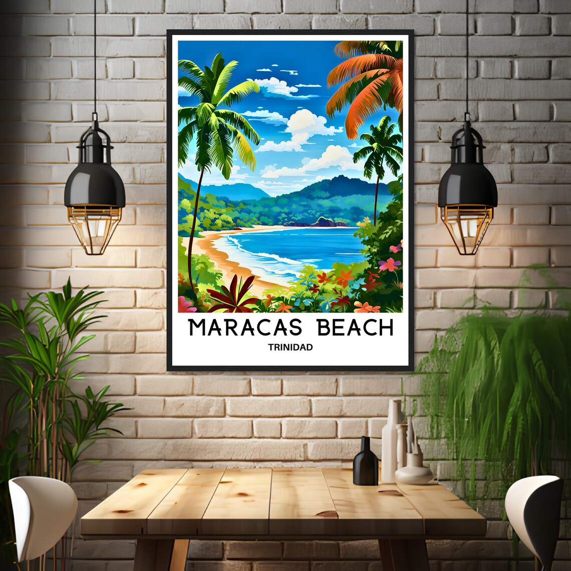 Maracas Beach Trinidad Tropical Cove With Tall Palm Trees Poster - Image 3
