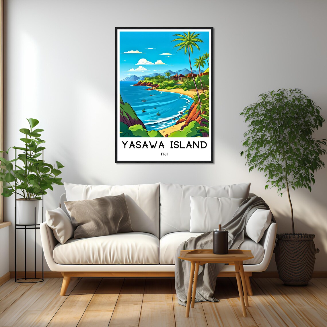 Yasawa Island Fiji Tropical Beach Travel Illustration Poster - Image 2