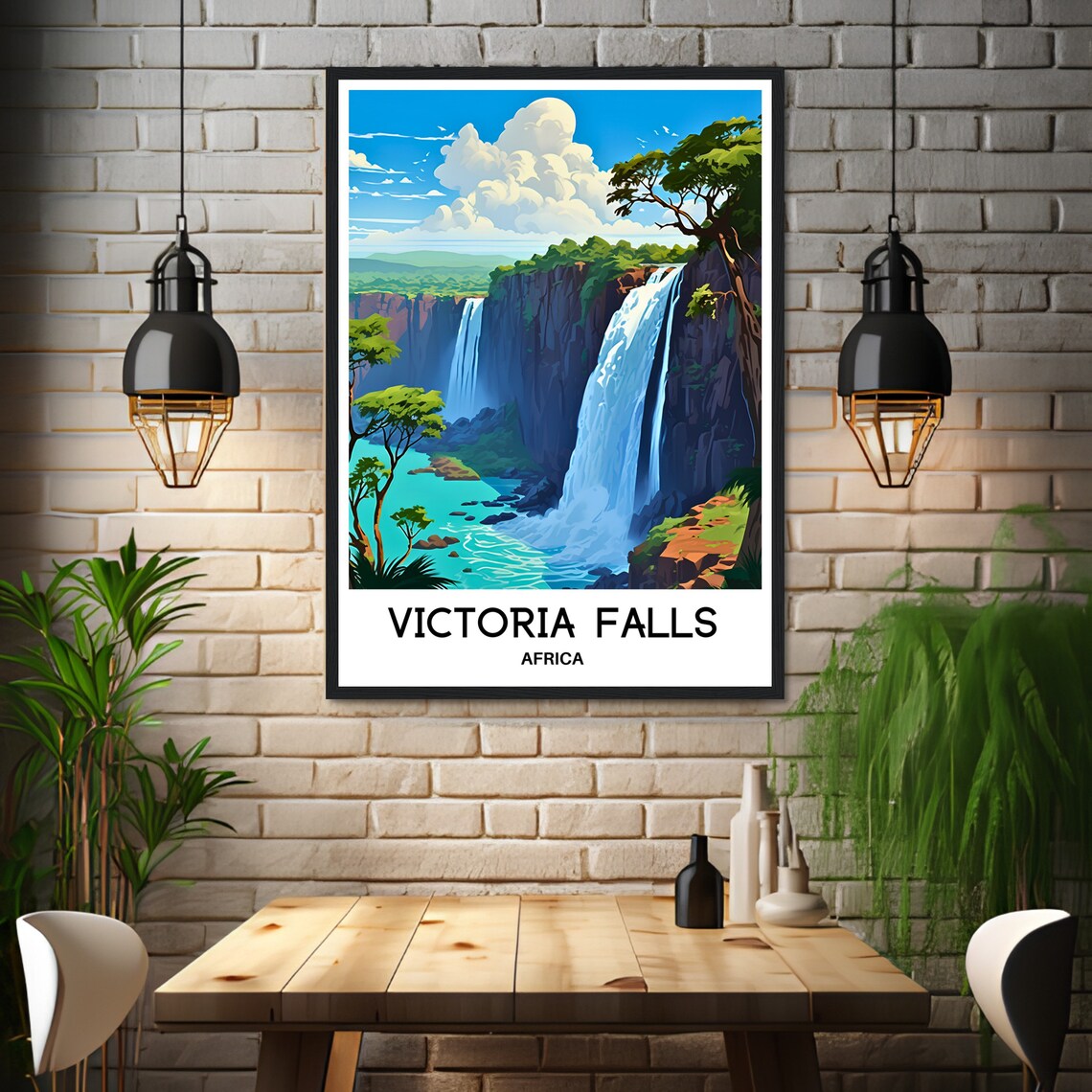 Victoria Falls Africa Thundering Waterfall Jungle View Poster - Image 3