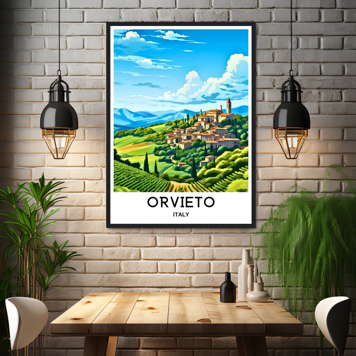 Orvieto Hilltop Town Vineyards Umbria Italy Countryside Travel Poster - Image 3
