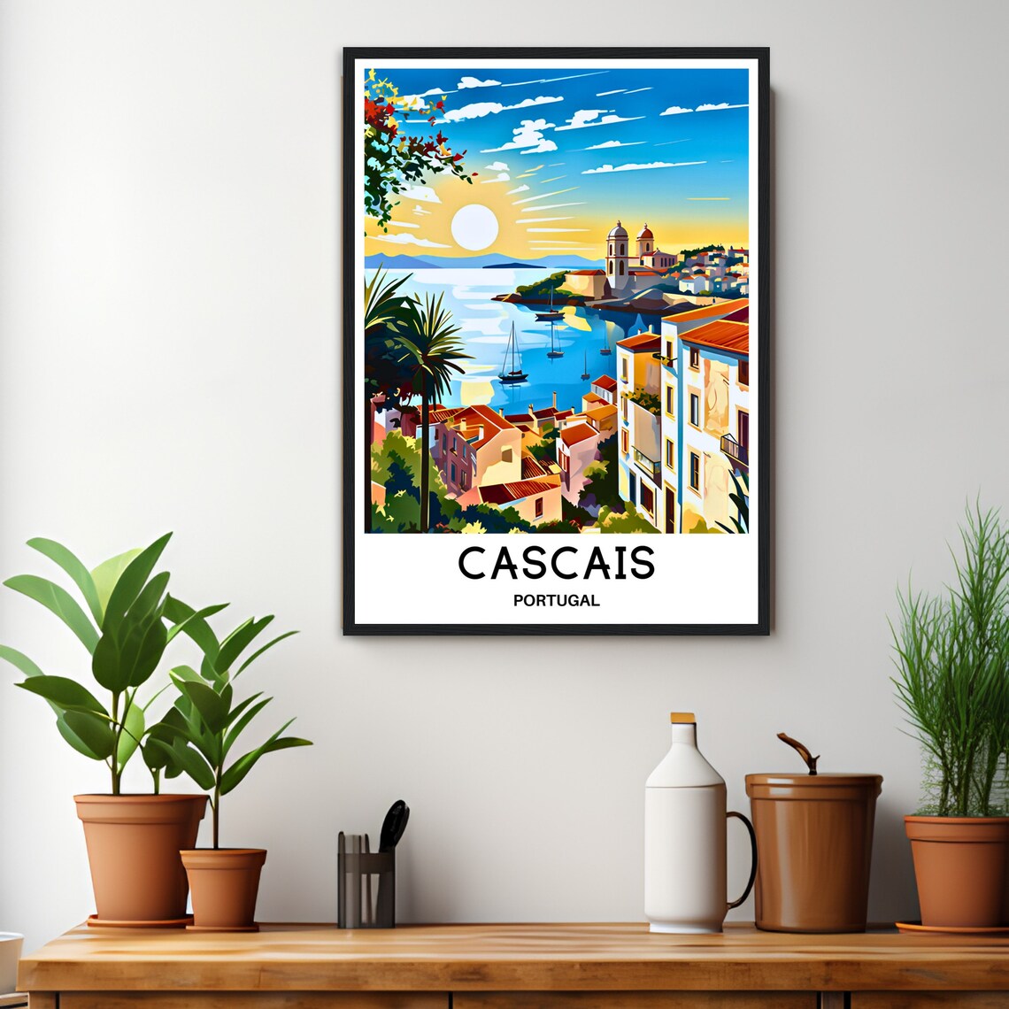 Cascais Portugal Harbor Golden Sunset Seaside Town Travel Poster - Image 2