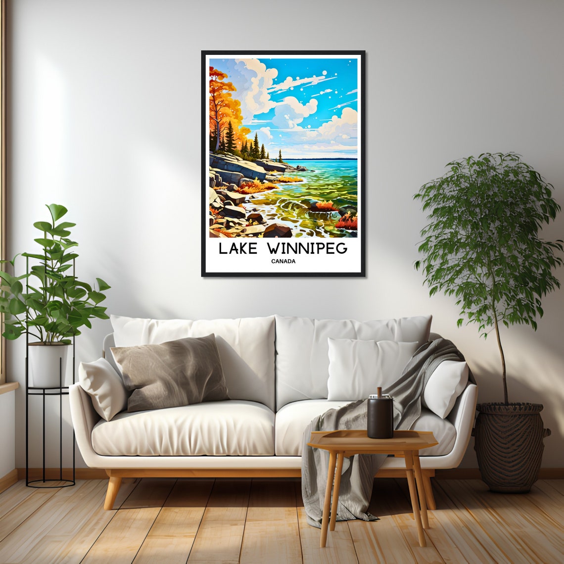 Lake Winnipeg Canada Autumn Shoreline Pines and Rocks Poster - Image 2