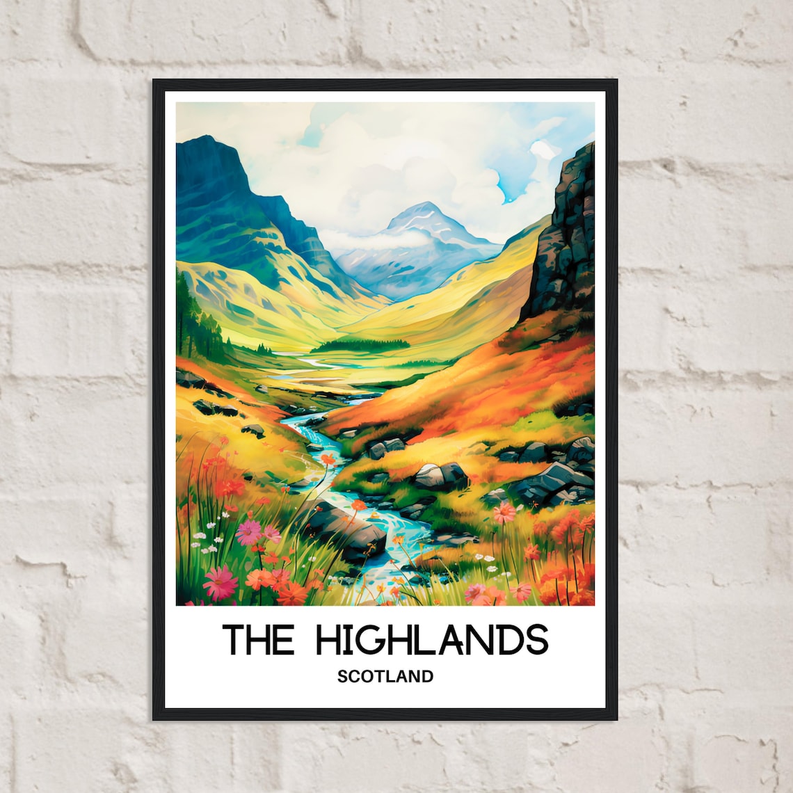 The Highlands Scotland Valley Autumn Watercolor Travel Poster - Image 2