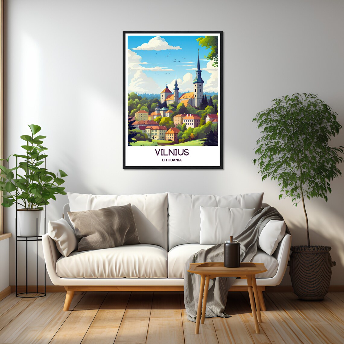 Vilnius Lithuania Historic Old Town Churches Sunny Day Travel Poster - Image 2
