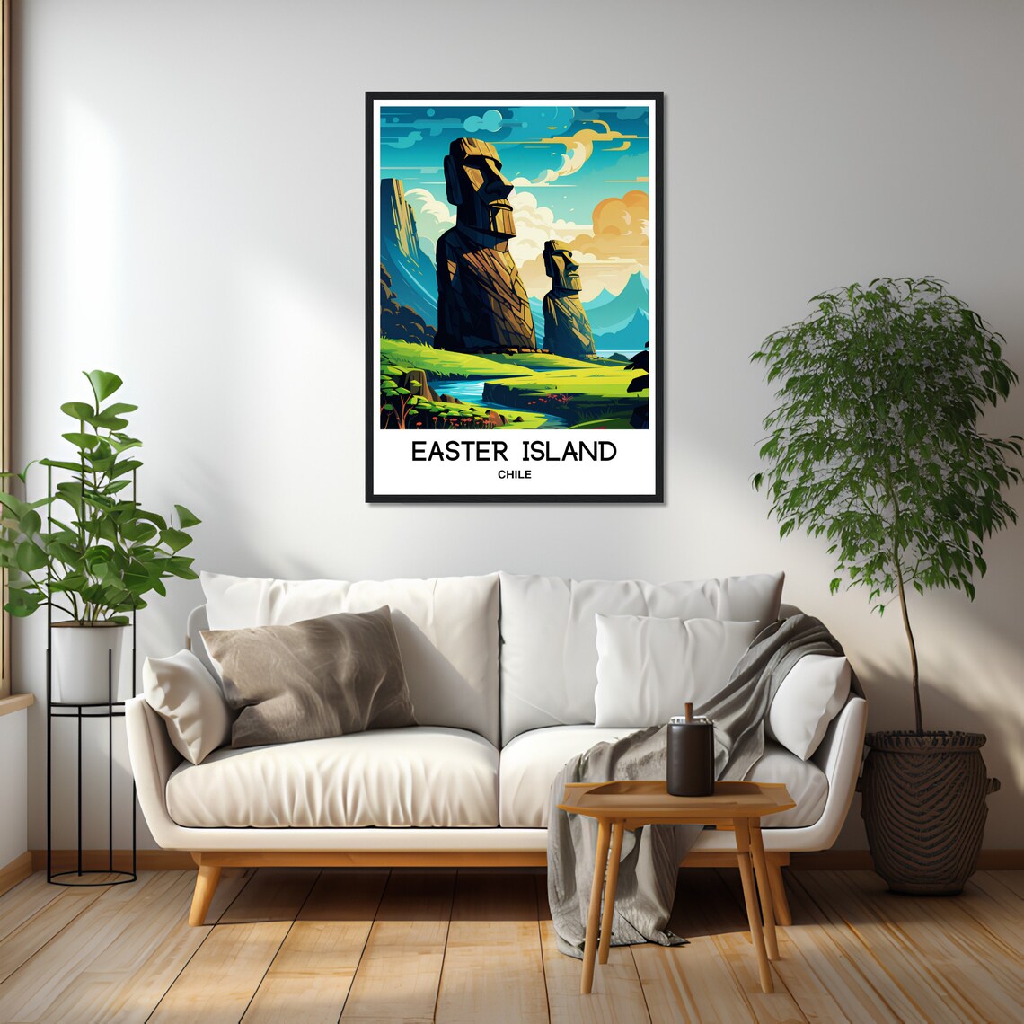 Easter Island Chile Giant Moai Statues Stone Heads Travel Poster - Image 2