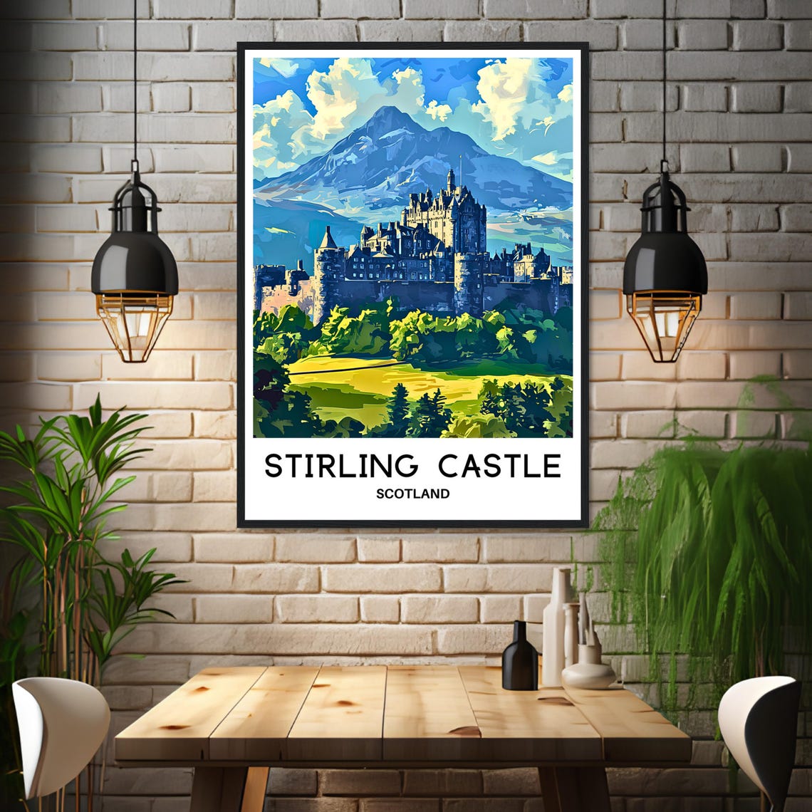 Stirling Castle Scotland Poster with Mountain Backdrop and Lawns - Image 3