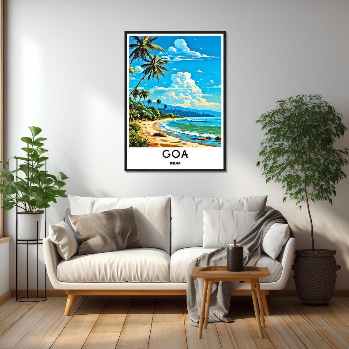 Goa India Tropical Beach With Palm Trees and Surf Travel Poster - Image 2