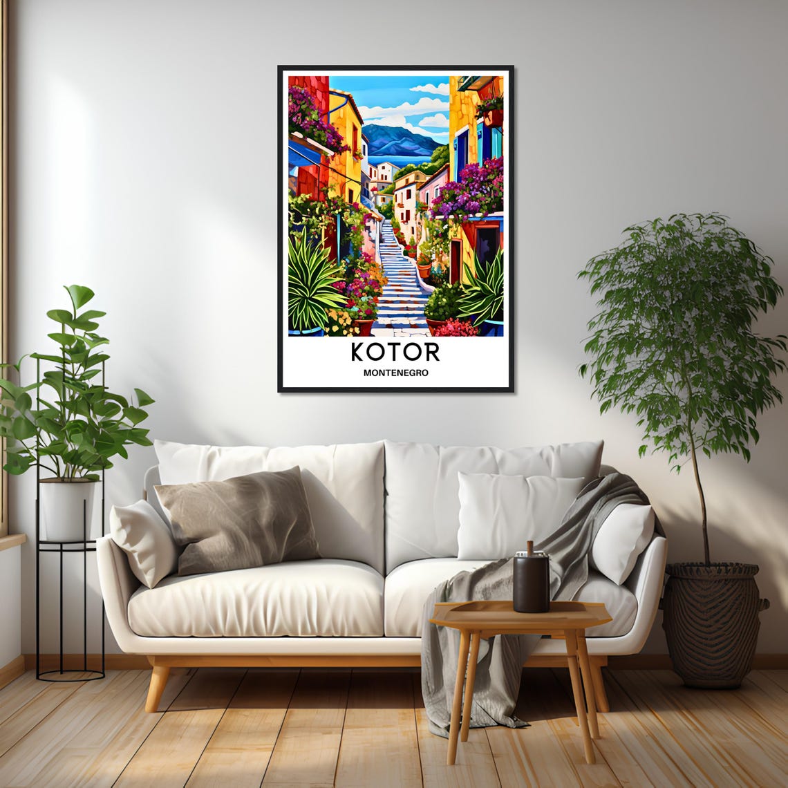 Kotor Montenegro Flower Lined Old Stairway to the Adriatic Poster - Image 2