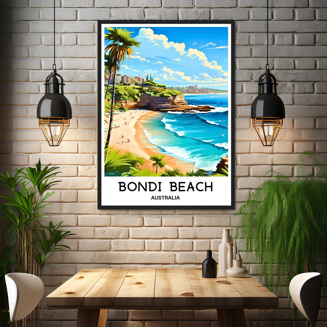 Bondi Beach Sydney Surf Coast Cliffs Australia Travel Poster - Image 3
