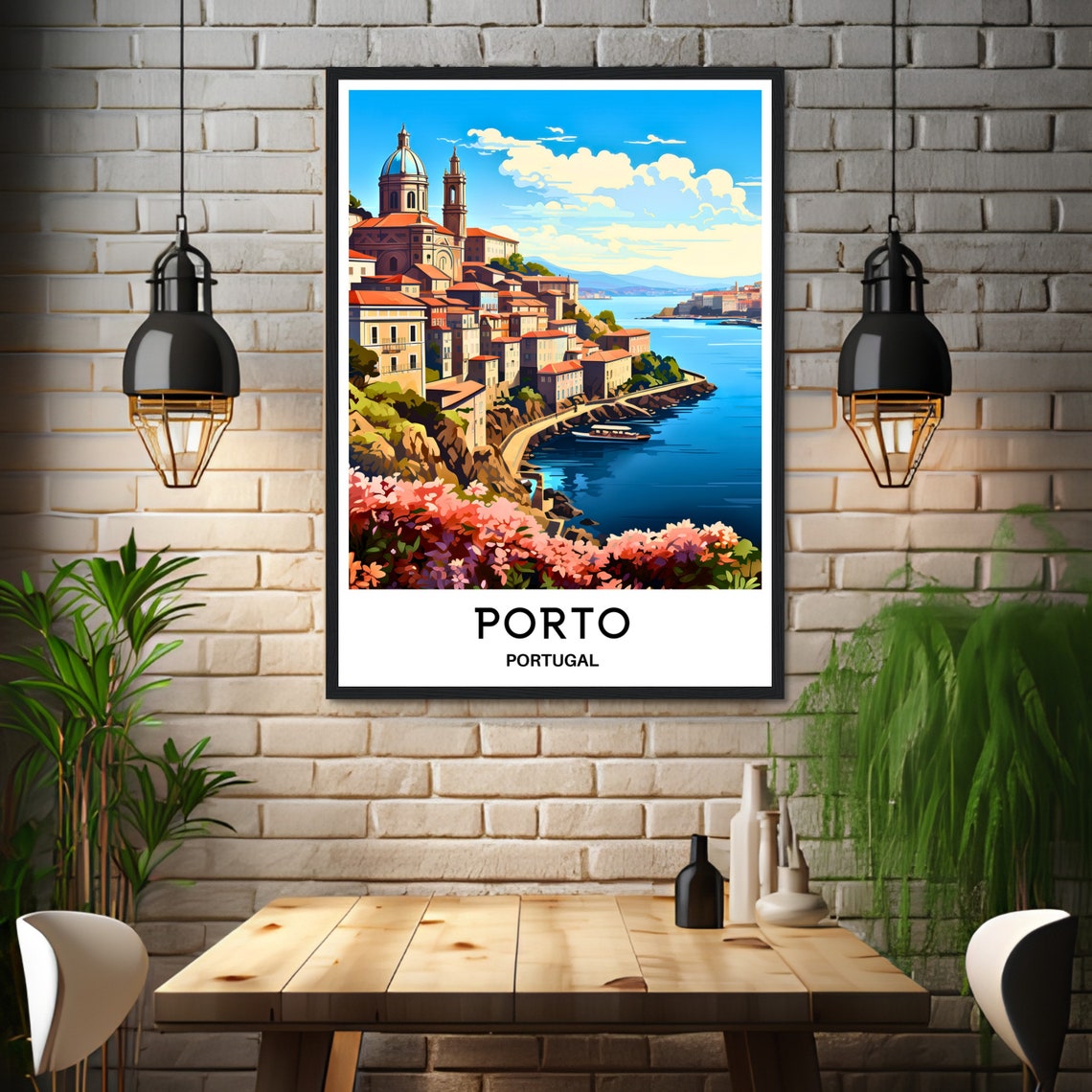 Porto Travel Print Porto Poster Portuguese Art Print Portugal Lover Gift Wall Hanging Art Home Decor Porto City Illustration - Image 3
