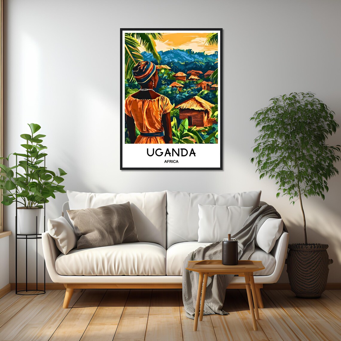 Uganda Village Overlook Woman Traditional Dress Travel Poster - Image 2