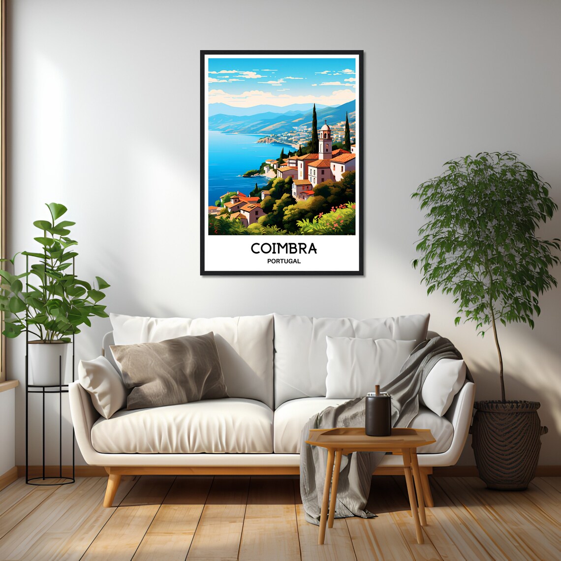 Coimbra Portugal Riverside Church Old Town Scenic Travel Poster - Image 2