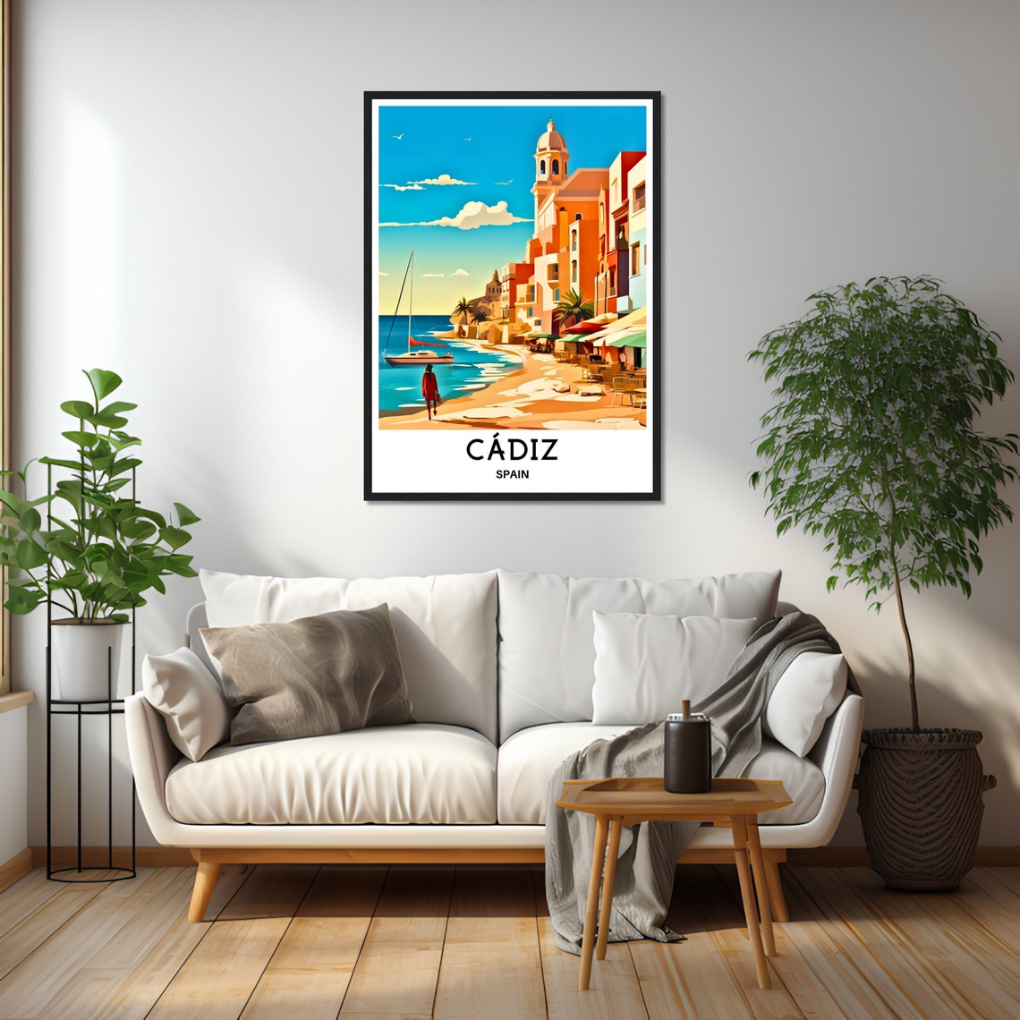 Cadiz Spain Waterfront Sunset Beach Harbor Town Travel Art Poster - Image 2