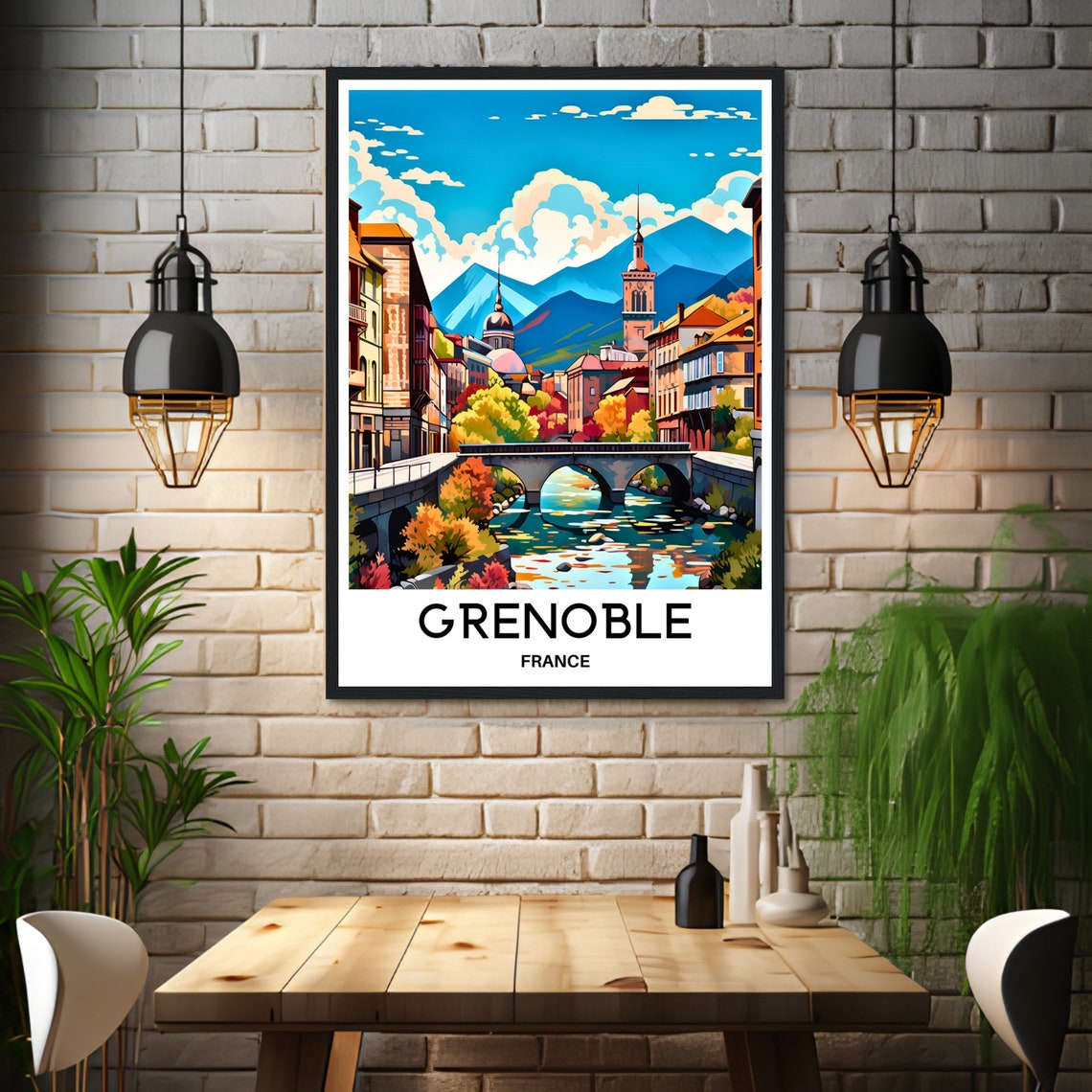 Grenoble Travel Print Grenoble Poster French Art Print France Lover Gift Wall Hanging Art Home Office Desk Decor Grenoble City Illustration - Image 3