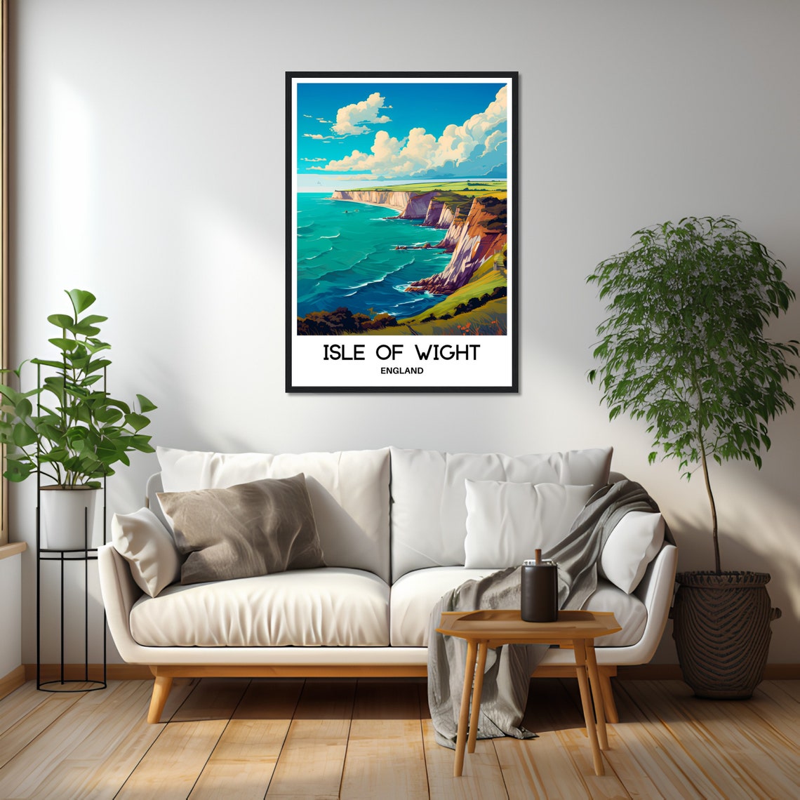 Isle of Wight England White Cliffs Turquoise Sea Travel Poster - Image 2