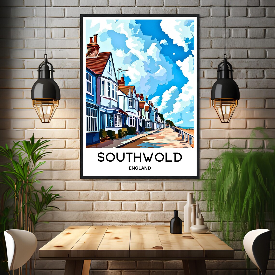 Southwold England Seaside Street Promenade Colorful Travel Poster - Image 3