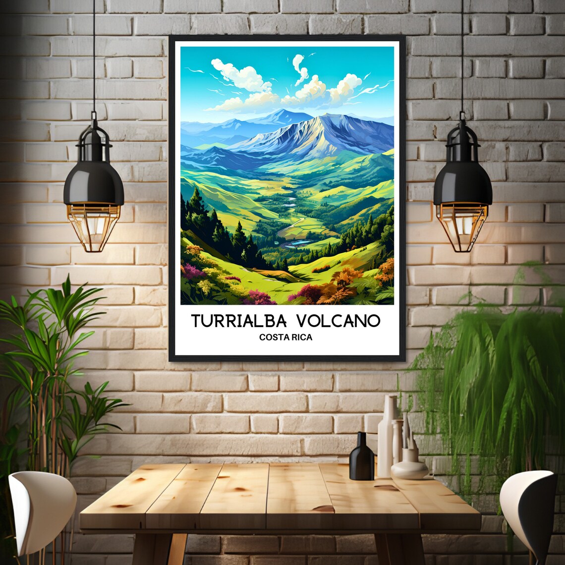 Turrialba Volcano Costa Rica Lush Green Valley Landscape Poster - Image 3