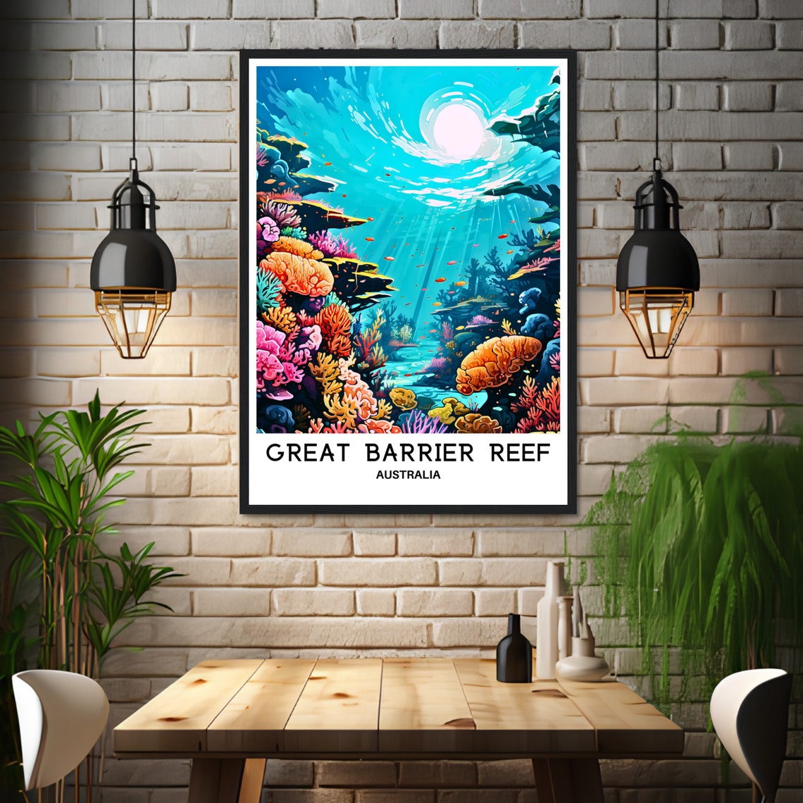Great Barrier Reef Australia Underwater Coral Reef Scene Travel Poster - Image 3
