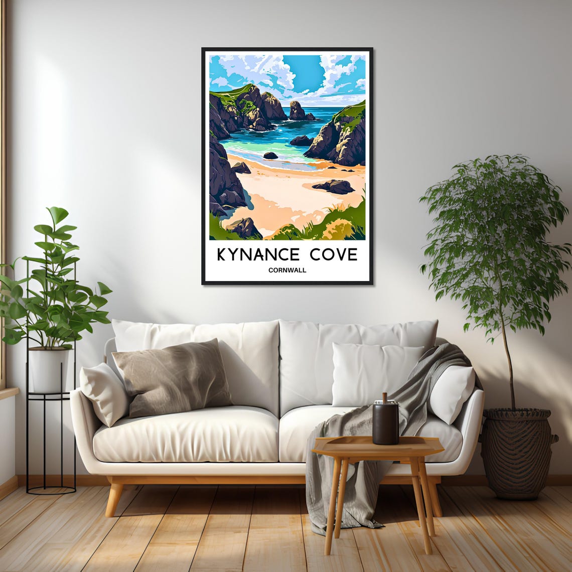 Kynance Cove Cornwall Rocky Cliffs Beach Vintage Travel Poster - Image 2