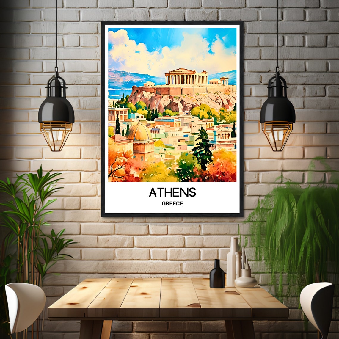 Athens Watercolor Print Athens Travel Poster Greek Art Print Greece Lover Gift Athens City Watercolour Painting Illustration - Image 3